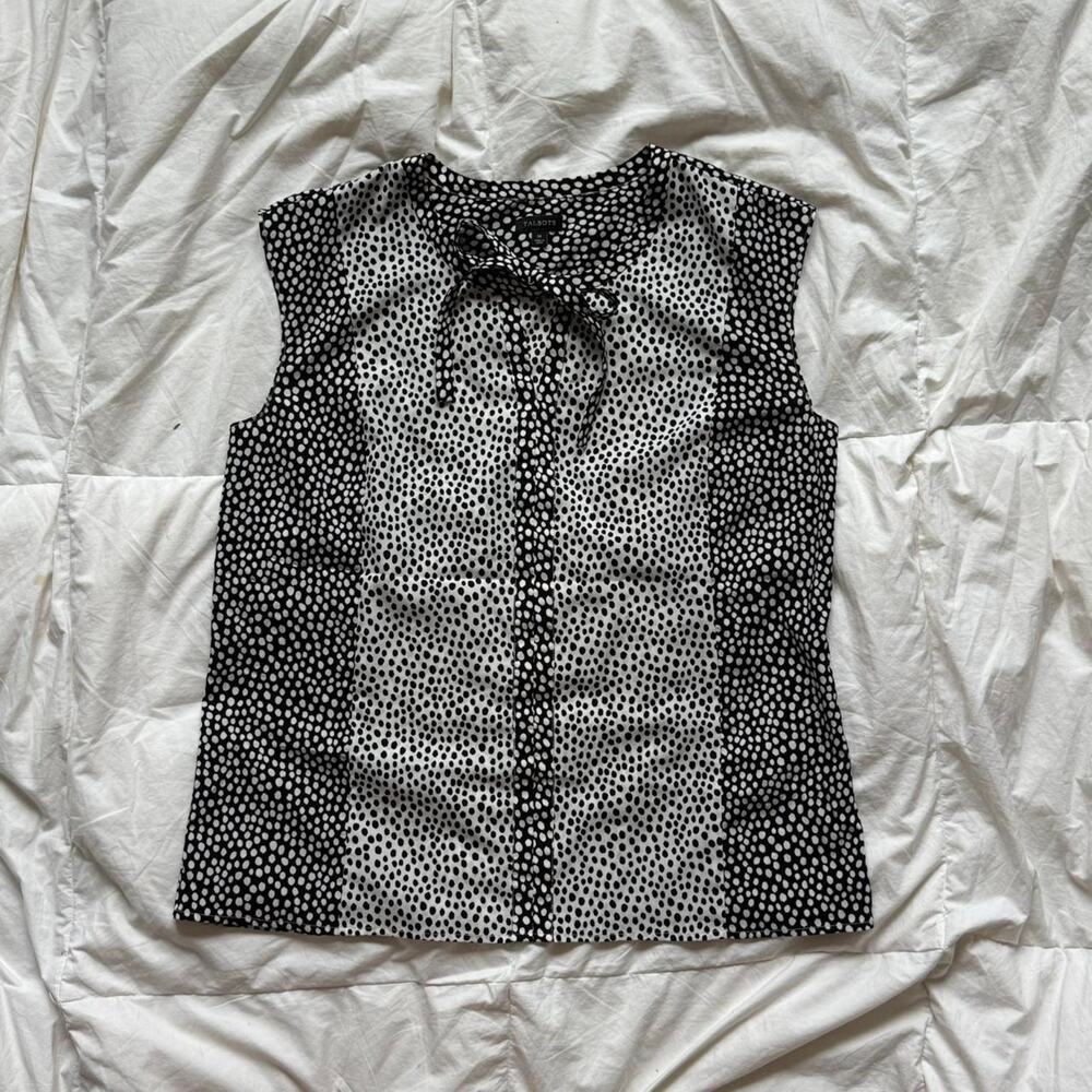 Talbot's sz med sleeveless flowy blouse polka dot chiffon cottagecore‎ romantic